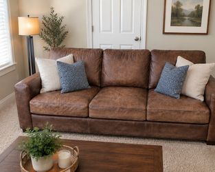 Turner Square Arm Genuine Leather Sofa – 104” Brown | Crate & Barrel Style
