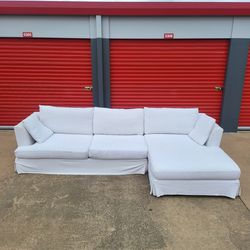 White Cloth Sectional with Chaise Free Delivery Available!