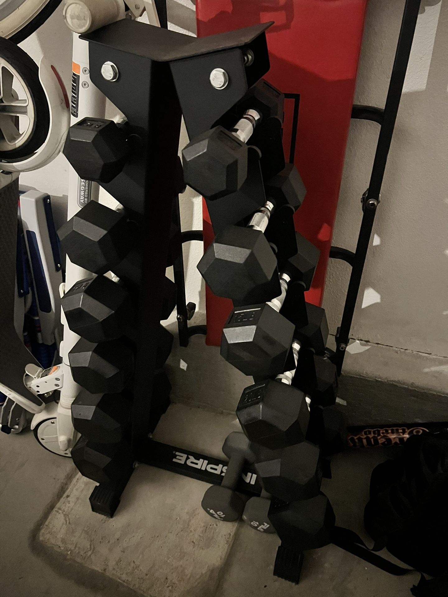 Dumbbell Set with Rubber Coated Dumbbells and Rack