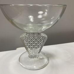 FRANCE SIGNED PRESSED GLASS CHAMPAGNE SHERBERT STEM GLASSES - SET OF 4