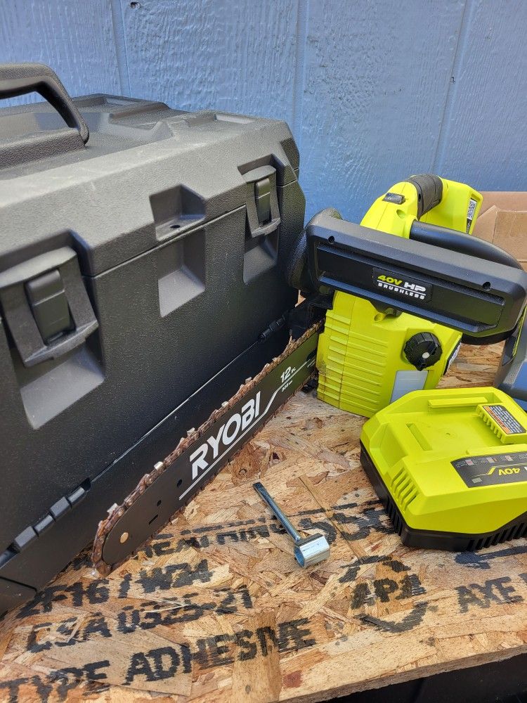 Ryobi 40V HP Brushless 12 in. Top Handle Cordless Battery Chainsaw with 4.0 Battery and Charger