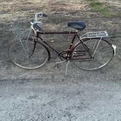 Made In England, Maroon Sprite, 27 With Metal Basket Raleigh Bicycle