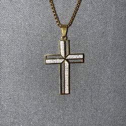 ON SALE Unisex Attractive Open Concept Stainless Steel Cross Necklace with Rhinestones...2 Colors