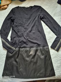 Black Long Sleeve Mixed Media Dress