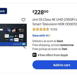 Onn Smart tv 55 In