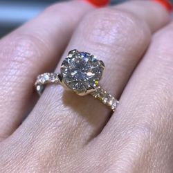 14K 1.73CT +30CT Round Engagement Ring Lab Grown 