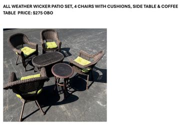 ALL WEATHER WICKER PATIO SET