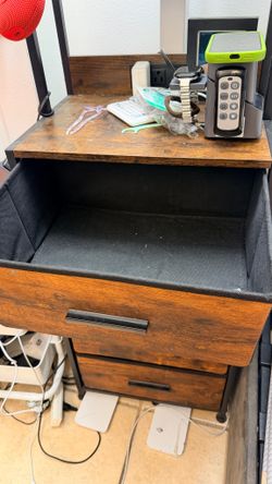 Nightstand with LED Light & Power Outlet - 4 Fabric Drawers - $15