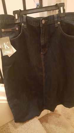 New Women's Calvin Klein dark blue vintage denim skirt size 14