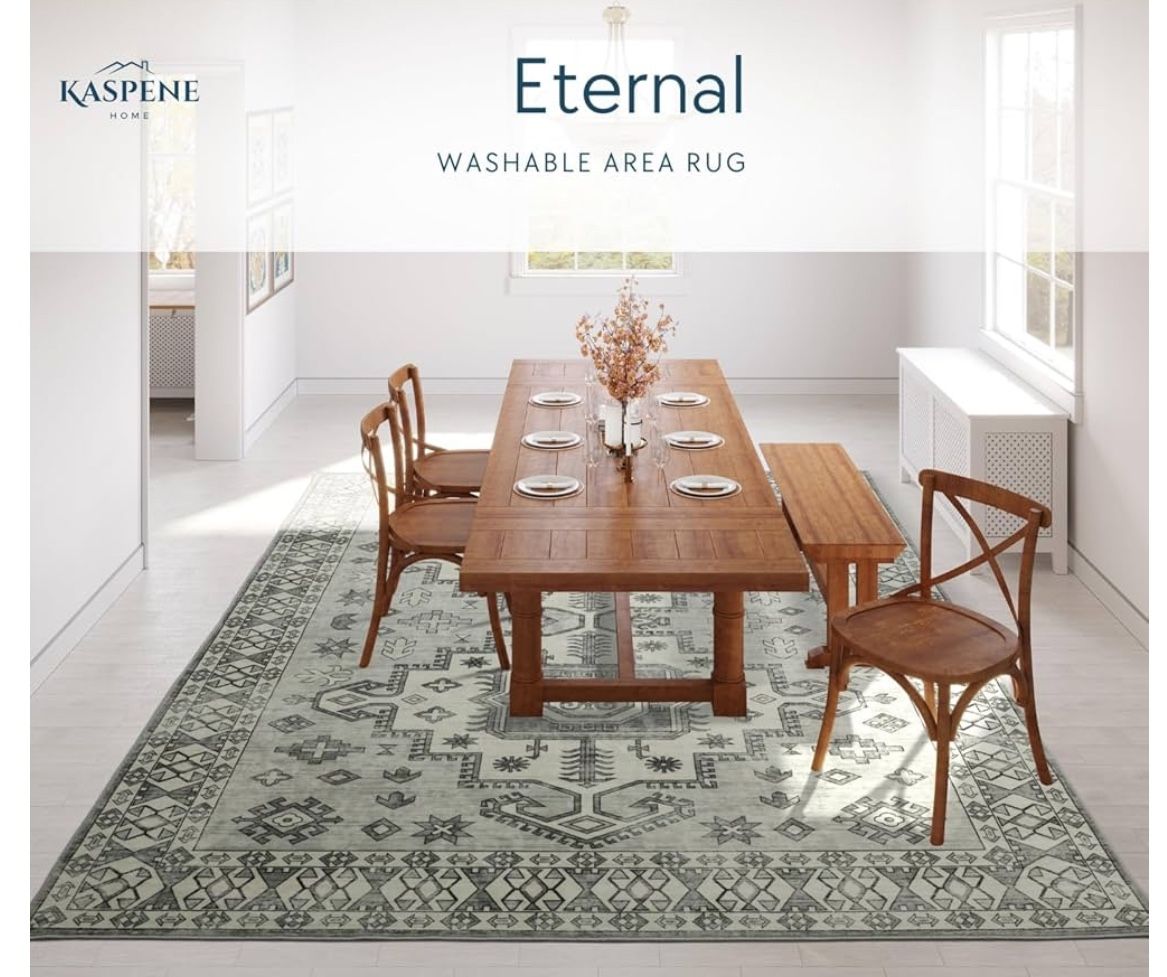 Eternal Soft Washable Area Rug – 5x8 Gray – Kid & Pet Friendly!