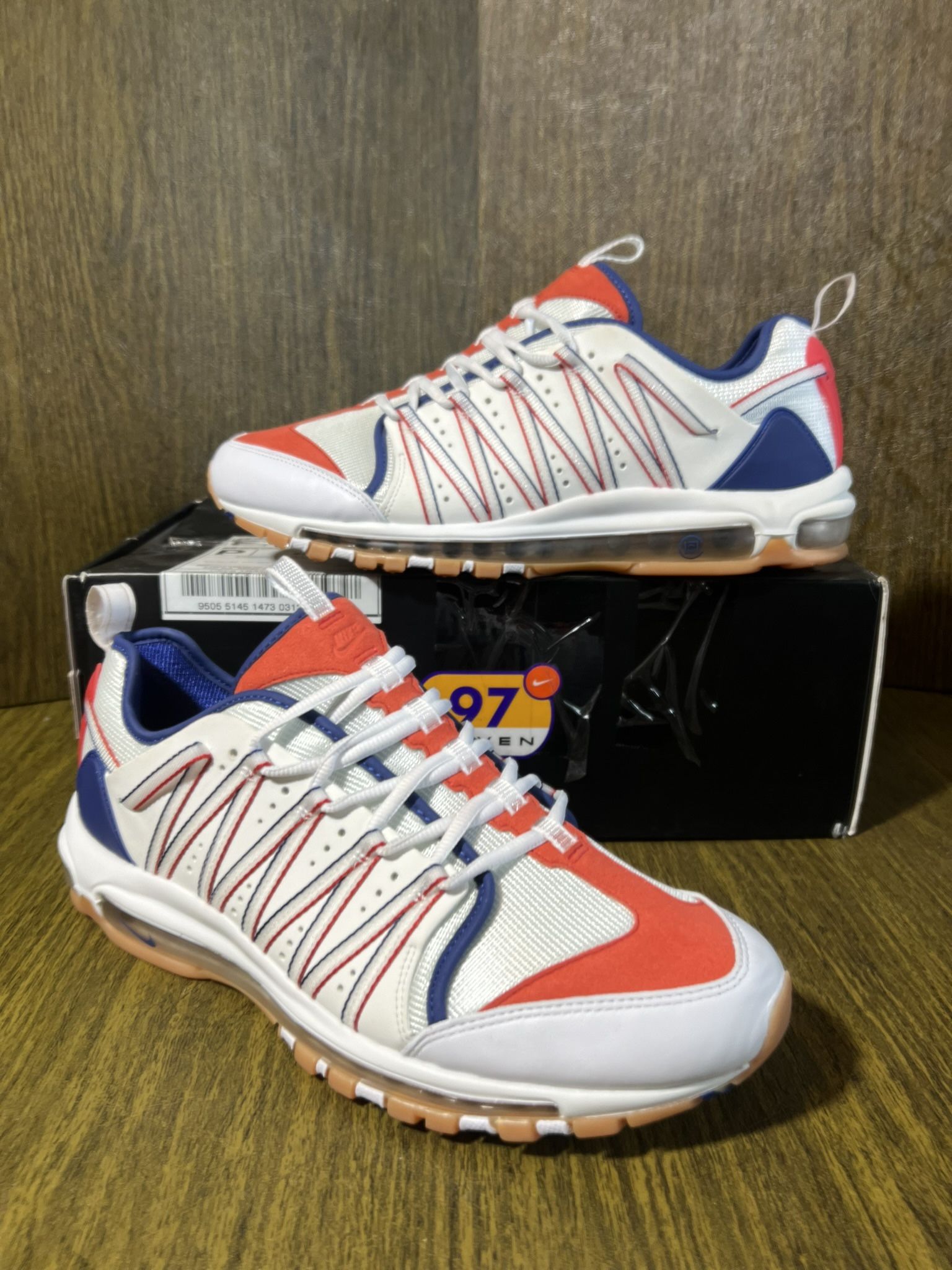NIKE / Zoom HAVEN 97 CLOT Shoes Gummy Bottom Kicks / A02134-101 / Men’s 12 / Brand New w/ Box!! / White, Royal & Red