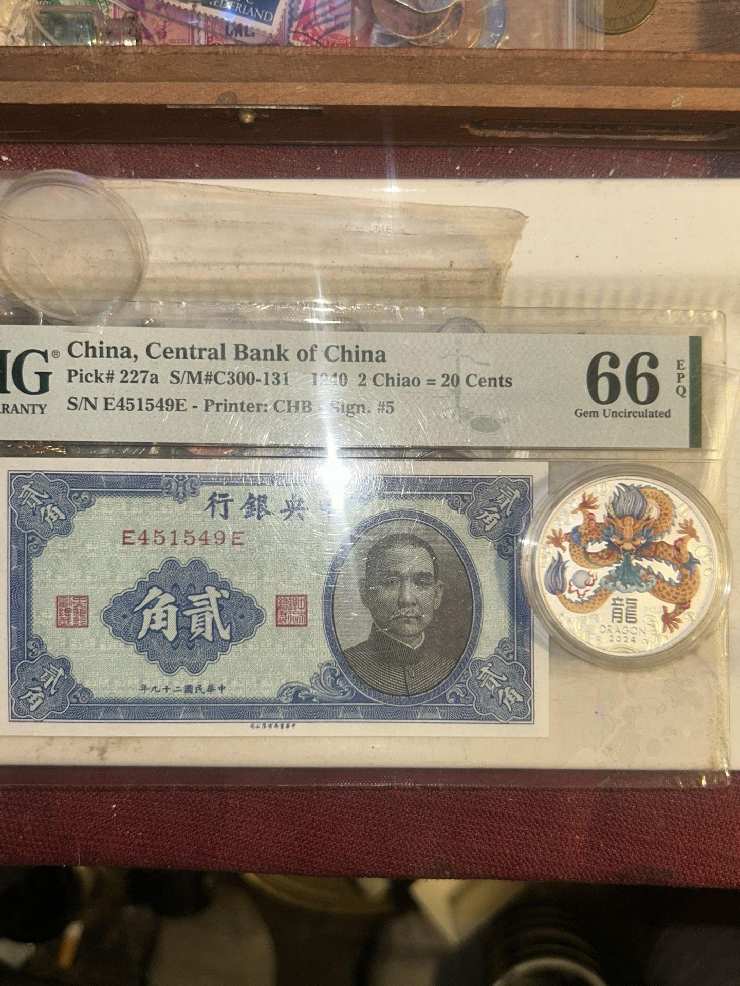 1940 2 CHIAO CHINA, CENTRAL BANK OF CHINA PMG 66 EPQ 2024 the year of the Drago