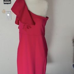 Hot pink One Shoulder Dress 