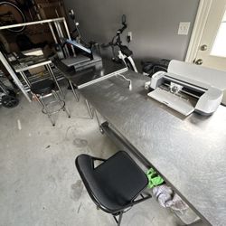 Stainless Metal Work Table On Casters