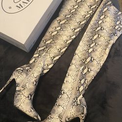 Steve Madden Thigh High Snake Print Boots