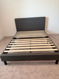 Queen Platform Bed with Foam Headboard – [Mattress Included]