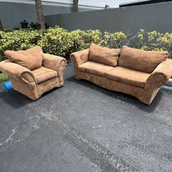 Beautiful Brown Tan Coffee Living Room Set Sofa Couch Sectional Fabric Upholstery 