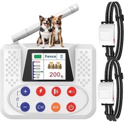 New Wireless Dog Fence, Electric Fence for Dogs & Training Collar with Big LCD Screen, Portable Wireless Fence Systerm with 2.4GPFC Antenna 