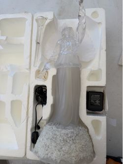 Heralding His Birth" fiber optic lighted angel lamp
