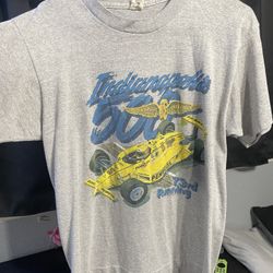 grey vintage race car shirt size large adult 