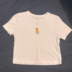 White Baby Tee w/ Small Graphic 