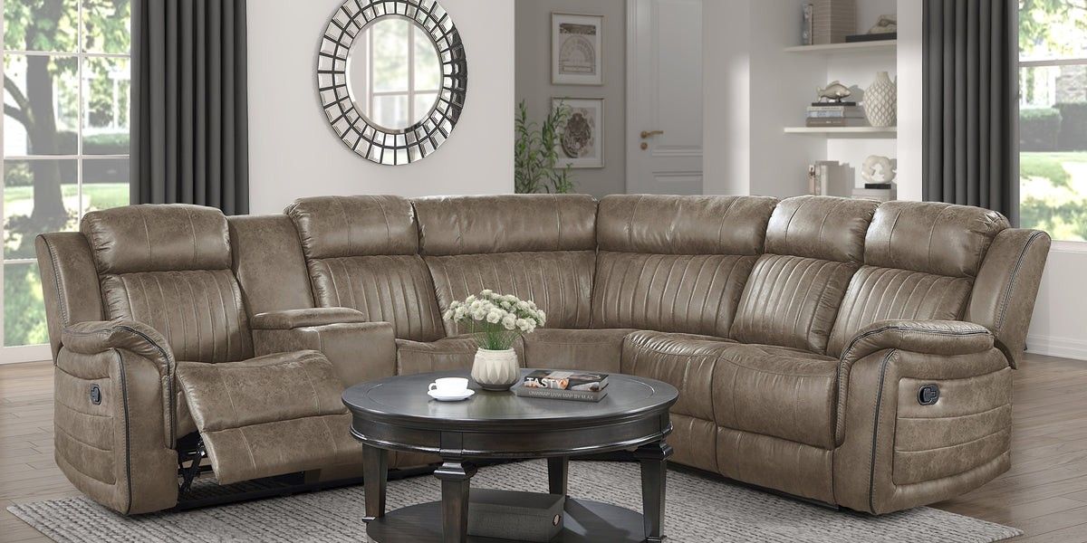 Sectional With Recliners . Material Polished Microfiber