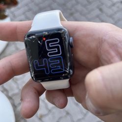 Apple Watch Series 3 (Damaged Screen Still Works) W/ White Band And Black Band