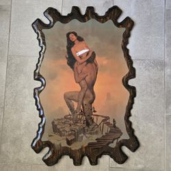 Vintage John Pitre Lacquered Wood Art Man and Woman Passion 23x35" 1997