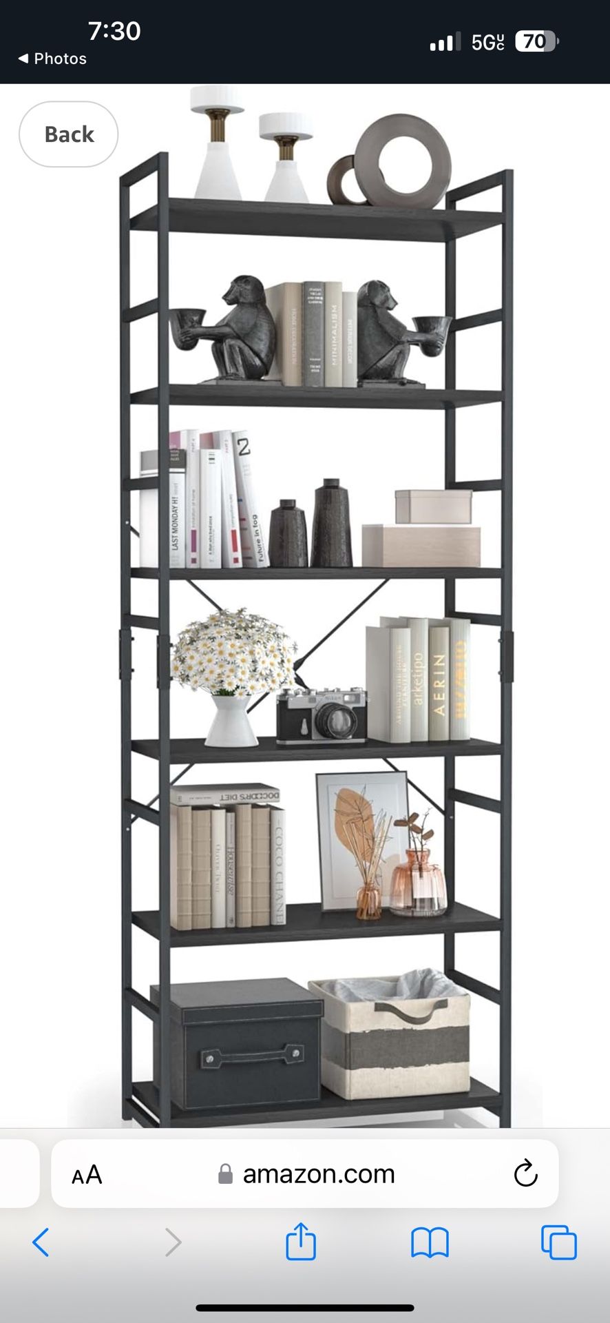 OTK 6 Tier Adjustable Bookshelf, Tall Bookcase🔥🔥🔥