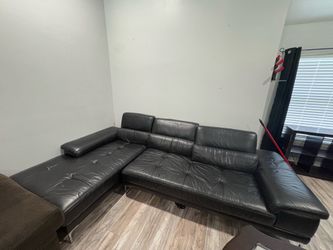 Brown leather couch