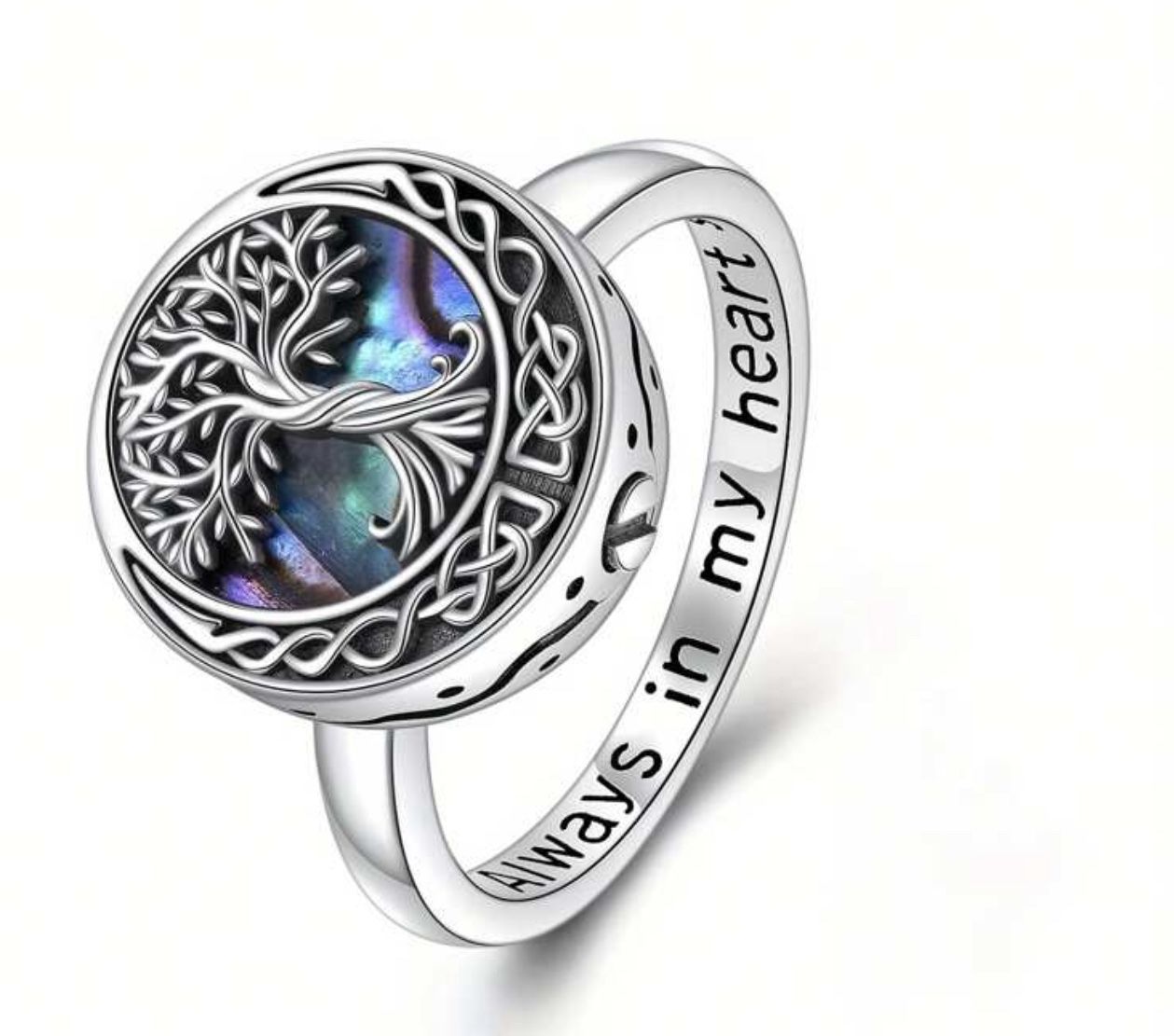 Tree of Life Ashes Ring – A Celtic Keepsake with Engraved Letters. A timeless cremation ring for both women and men, symbolizing eternal love and reme