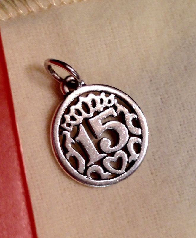 James Avery "15" fancy Quinceanera crown heart in circle Charm $30