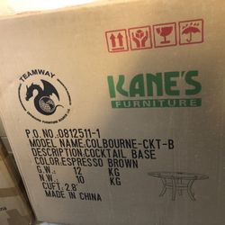 Brand new in box Kane’s furniture cocktail coffee table round glass top