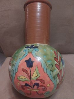 Midcentury Chinese Handpainted Vase-pottery