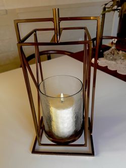 Modern Gold Metal Lantern Candle Holder
