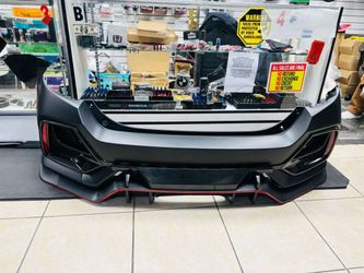2017-2021 Rear Bumper Cover Fascia For 2017 2018 2019 Honda Civic Hatchback CAPA Diffuser carbon look included