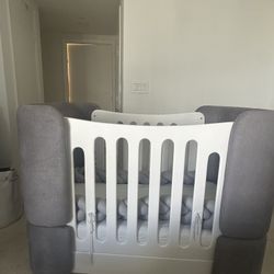 Modern Crib Grey Like New With Mattress