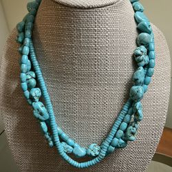 TURQUOISE NECKLACE 20 Inch With Suede Ribbon To Make Longer. 