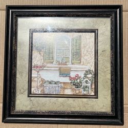 Framed Bathroom Scene Wall Art Print