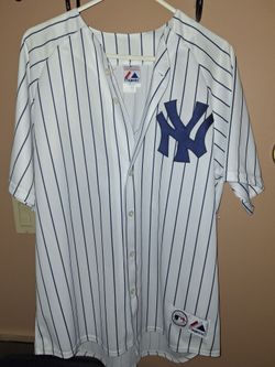 New York Yankees Joba Chamberlain White Pinstripe Jersey #62 Size L Majestic Vintage MLB $50