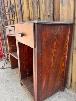Vintage Wood Nightstand with Drawer