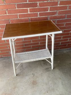 Antique Wicker and Wood Table