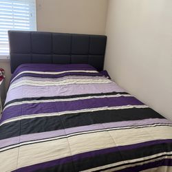 Sweetcrispy Full Size Wood Bed Frame - Linen Upholstered Platform Bed with Headboard, No Box Spring Needed with 800LBS Sturdy Wooden Slats Support, No