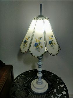 Vintage Brass Lamp With Glass Shade