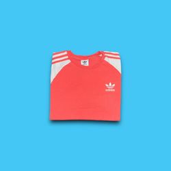 Adidas originals trefoil embroidered logo 3 stripe t-shirt pink men’s small 
