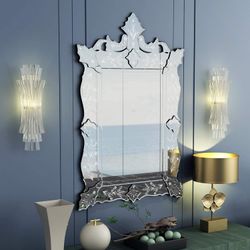 Wall Mounted Mirror, Venetian Mirror Decor for The Living Room, Bathroom, Bedroom W 28" X H 40"