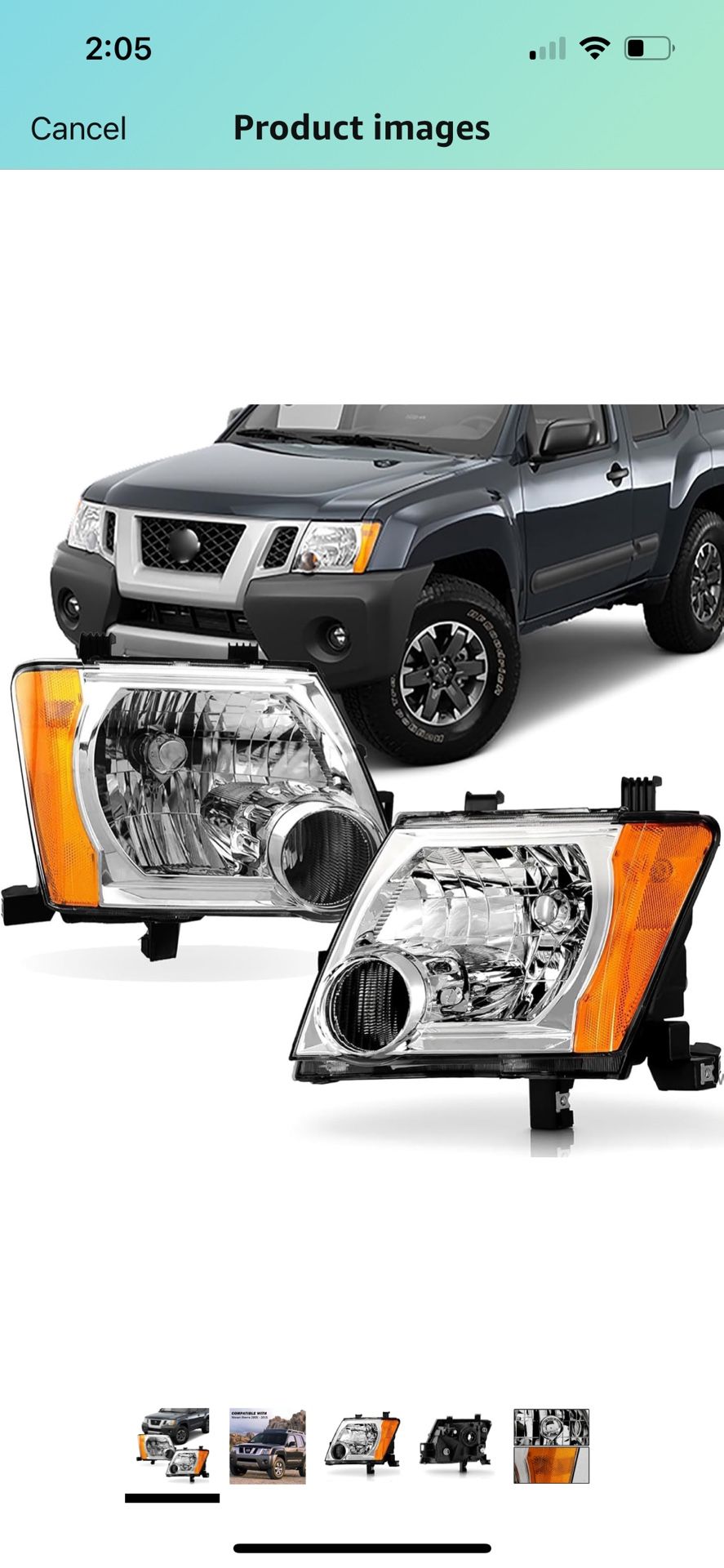 Headlight Assembly Fit Nissan Xterra 2005-2015 Headlights Headlamp Replacement Driver & Passenger Side, Chrome Housing Amber Corner