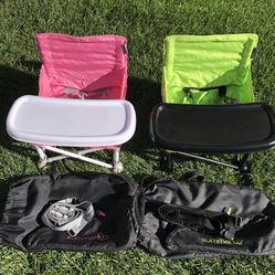 Summer Pop N Sit Portable Booster Chair / Floor Seat / Toddler Foldable Chair / Kids Folding Chair / Camping Chair/Compact FoldingChair PINK & GREEN