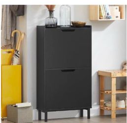 Free standing shoe rack for front door entry way black