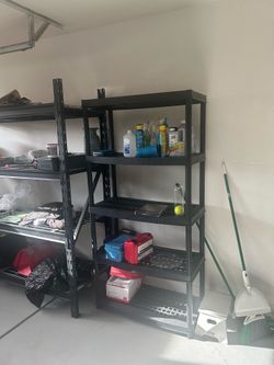 BLACK PLASTIC GARAGE SHELVING